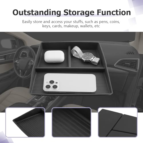 LUWU for 2024 Edge Dashboard Storage Tray - 2021 2022 2023 2024 Ford Edge 12-inch Behind Screen Organizer Center Console Display Box Dash Tray Edge 2024 Accessories (Only for 12" Screen) - Image 3