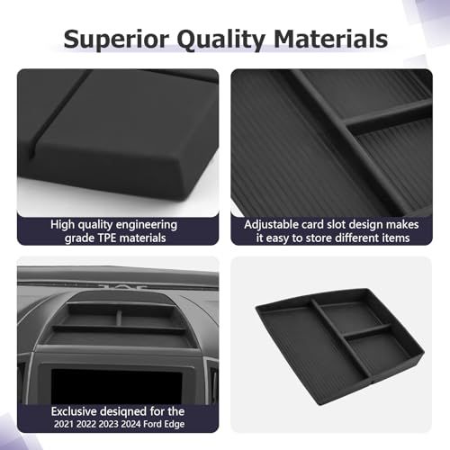 LUWU for 2024 Edge Dashboard Storage Tray - 2021 2022 2023 2024 Ford Edge 12-inch Behind Screen Organizer Center Console Display Box Dash Tray Edge 2024 Accessories (Only for 12" Screen) - Image 5