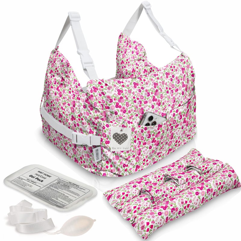 W&F HOME Mastectomy Pillow, Mastectomy Recovery Supplies, Post Mastectomyâ€™s Must Haves, Breast Reduction Recovery Supplies, Open Heart Surgery Pillows, Breast Pillows for Sleeping - Pink Flower - Image 1