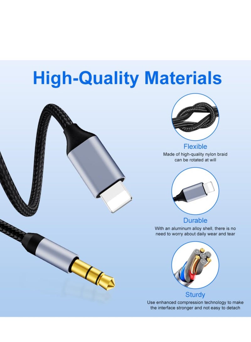X-SCOOT Aux Cord for iPhone, Lightning to 3.5mm Aux Cable for Car Compatible for iPhone 14 13 12 11 Pro Max XS XR X 8 7 6 iPad iPod to Car Home Stereo Speaker Headphone  - Image 5