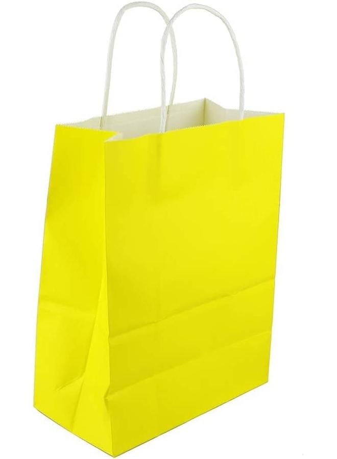 إي سي في في أكياس هدايا، مجموعة 12 قطعة من أكياس الورق الصديقة للبيئة بمقابض، أكياس ورقية كبيرة، أكياس تسوق، حقائب كرافت، حقائب بيع بالتجزئة، حقائب حفلات، أصفر 21 * 15 * 8 سم - Image 4