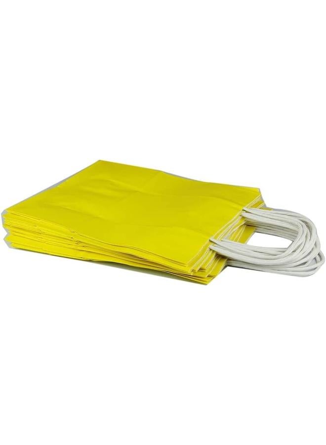 إي سي في في أكياس هدايا، مجموعة 12 قطعة من أكياس الورق الصديقة للبيئة بمقابض، أكياس ورقية كبيرة، أكياس تسوق، حقائب كرافت، حقائب بيع بالتجزئة، حقائب حفلات، أصفر 21 * 15 * 8 سم - Image 2