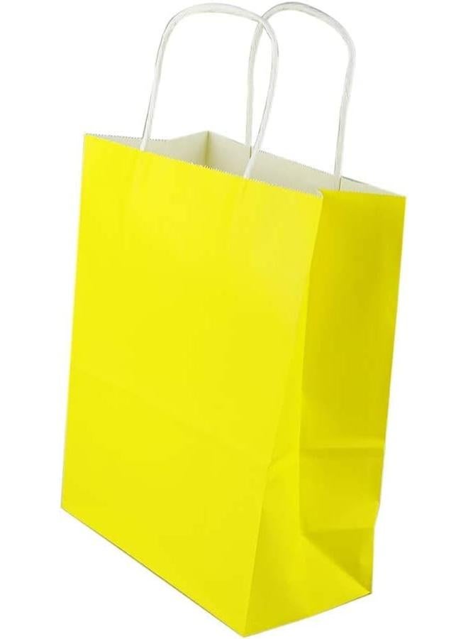 إي سي في في أكياس هدايا، مجموعة 12 قطعة من أكياس الورق الصديقة للبيئة بمقابض، أكياس ورقية كبيرة، أكياس تسوق، حقائب كرافت، حقائب بيع بالتجزئة، حقائب حفلات، أصفر 21 * 15 * 8 سم - Image 3