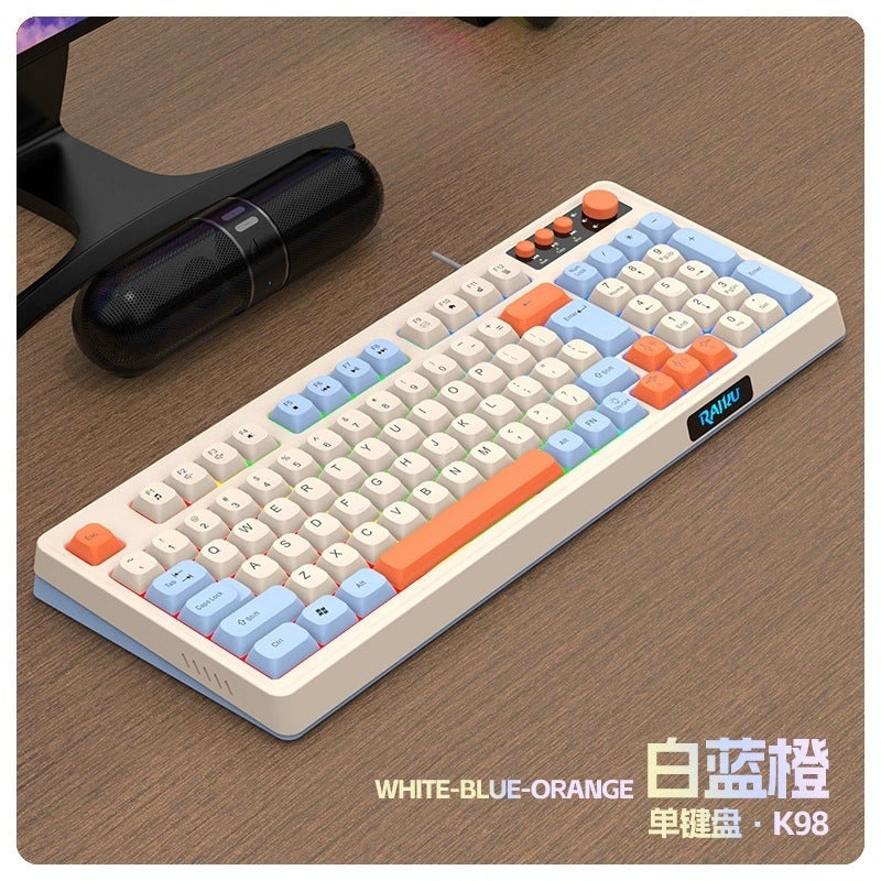 Raiku Lei Kui K98 Customized Gaming Keyboard And Mouse Set, Three-Color Wired Luminous Desktop Home Keyboard - Image 1