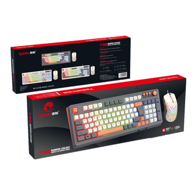 Raiku Lei Kui K98 Customized Gaming Keyboard And Mouse Set, Three-Color Wired Luminous Desktop Home Keyboard - Image 4