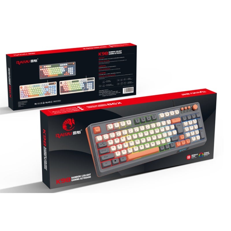 Raiku Lei Kui K98 Customized Gaming Keyboard And Mouse Set, Three-Color Wired Luminous Desktop Home Keyboard - Image 5