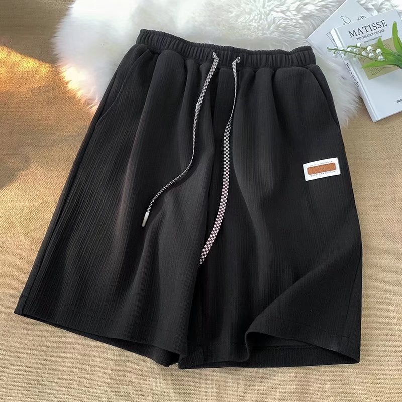 Pajama Pants Ice Silk Shorts Mens Summer Trendy Brand Solid Color All-match Sports Knee-length Pants Hong Kong-style Loose Casual Pants K12 green - Image 3