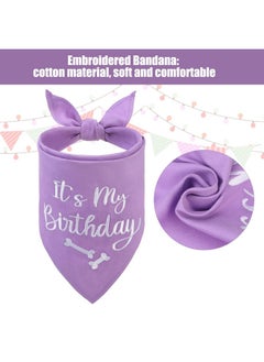 BINGPET BINGPET Dog Birthday Bandana Scarf,Reusable Dog Birthday Hat with 0-8 Figures,Cute Puppy Dog Birthday Outfit Dress, Dog Birthday Party Supplies Gift for Small Medium Large Dogs Girl Purple  - Image 4