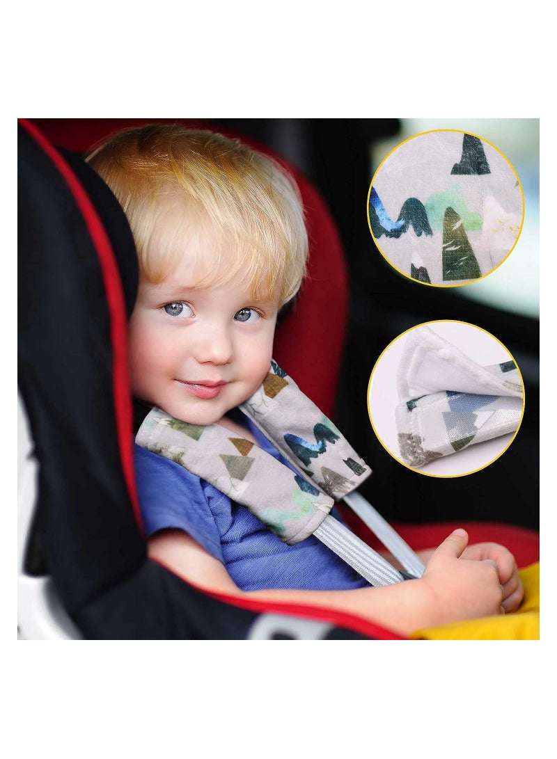 SOLARAE Car Seat Belt Covers for Boys and Girls, Soft Car Seat Neck Cover, Car Seat Straps Shoulder Pads for All Car Seats, Stroller, Pushcar (White) - Image 2