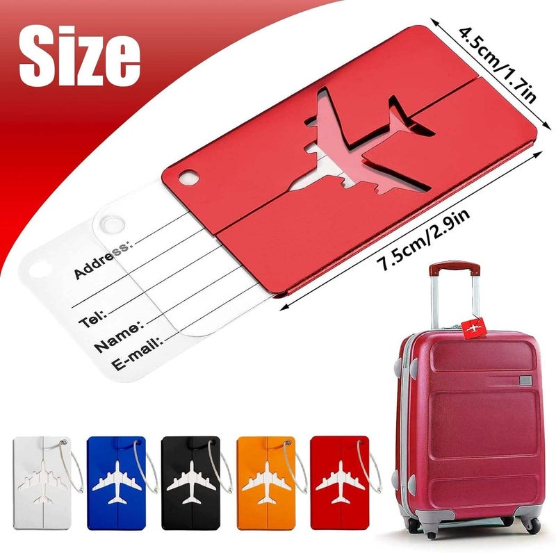 Kidultz (Set of 5) Aluminum Alloy Metallic Luggage Tags Handle Wraps with Stainless Loop Anti-Break for Travel Identification Suitcase Bag Tag, School & Office Bags (Red) - Image 4