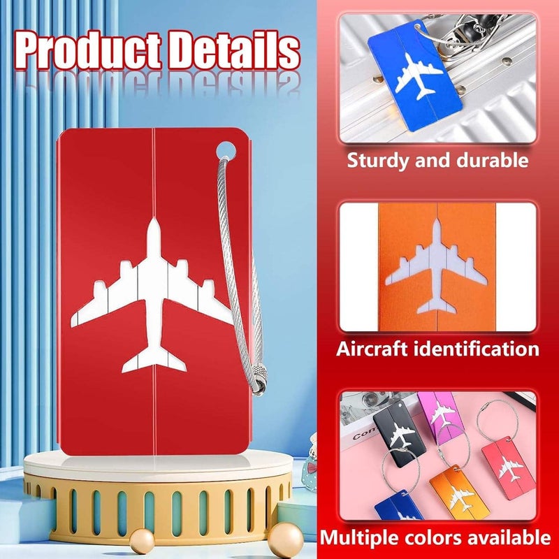 Kidultz (Set of 5) Aluminum Alloy Metallic Luggage Tags Handle Wraps with Stainless Loop Anti-Break for Travel Identification Suitcase Bag Tag, School & Office Bags (Red) - Image 2
