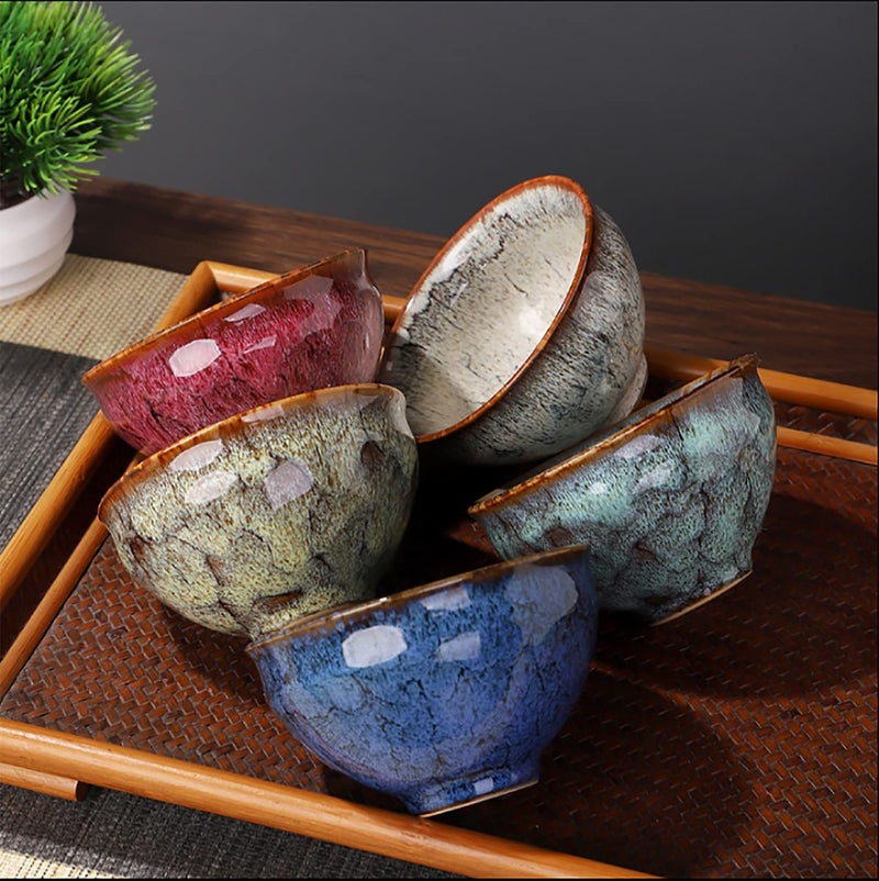 Lxuwbd Ceramic Chinese Kung Fu Tea Set, Japanese Style Tea Cup, Yerba Mate Tea Set, 5pcs Ceramic Mate Cup Set, Tea Cup - Image 2
