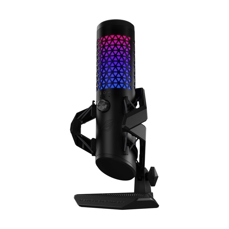 ASUS ROG Carnyx USB Gaming Microphone (25mm Condenser Capsule, 192kHz/24-bit, Cardioid, high-Pass Filter, Built-in pop Filter, Metal Shock Mount, one-Touch Mute, USB, Aura Sync RGB)- Black - Image 1