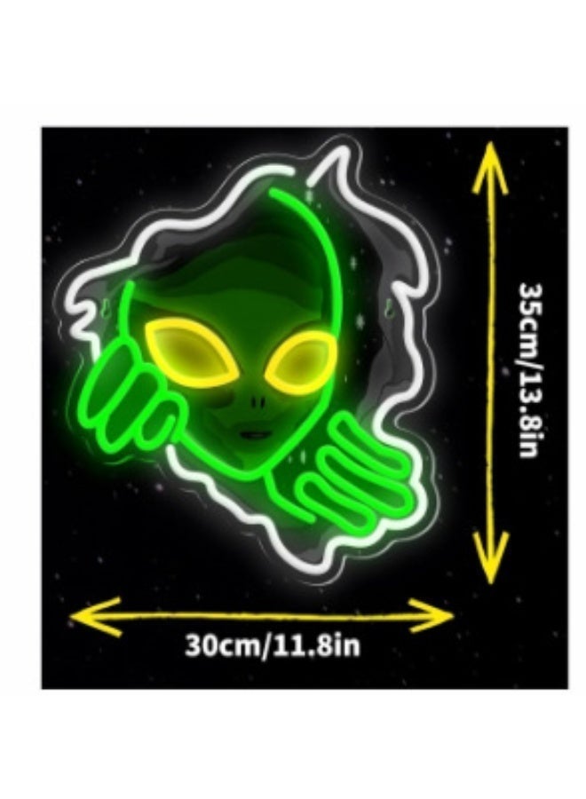 Alien Neon Sign LED Wall Light, Multicolor UFO Style Neon Lamp, USB Powered Decorative LED Neon Light, Game Room & Bedroom Wall Decor,  44×33cm - Image 3