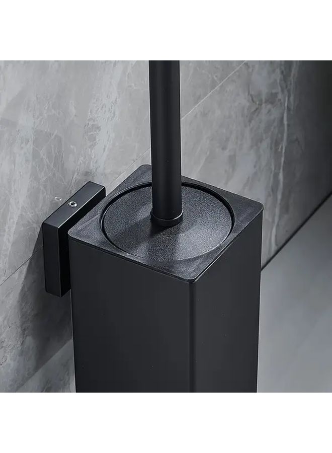 Black Toilet Brush and Holder Set for Modern Bathroom Decor Durable Long Handle - Image 5