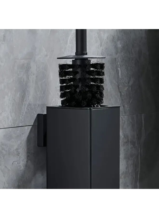 Black Toilet Brush and Holder Set for Modern Bathroom Decor Durable Long Handle - Image 2
