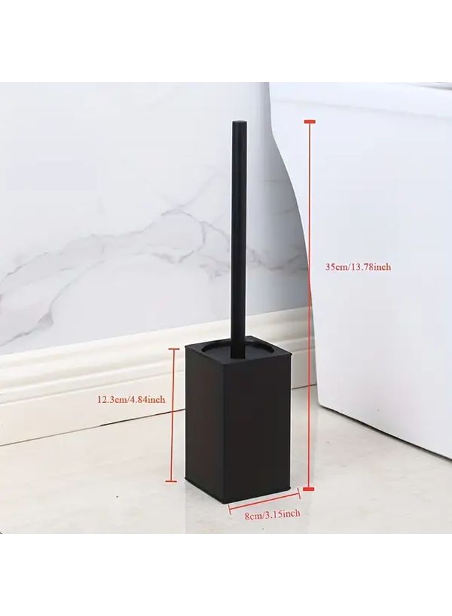 Black Toilet Brush and Holder Set for Modern Bathroom Decor Durable Long Handle - Image 3