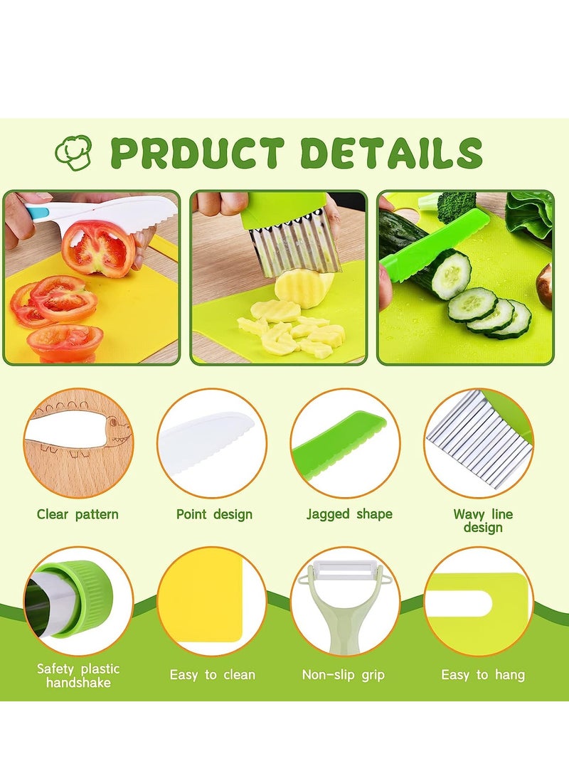 Montessori Kitchen Tools for Toddlers-Kids, 13Pcs Kids Cooking Set Real-Toddler Safe Knives Set with Plastic Toddler Safe Knives Crinkle Cutter Kids Cutting Board for Children Birthday Gift - Image 2