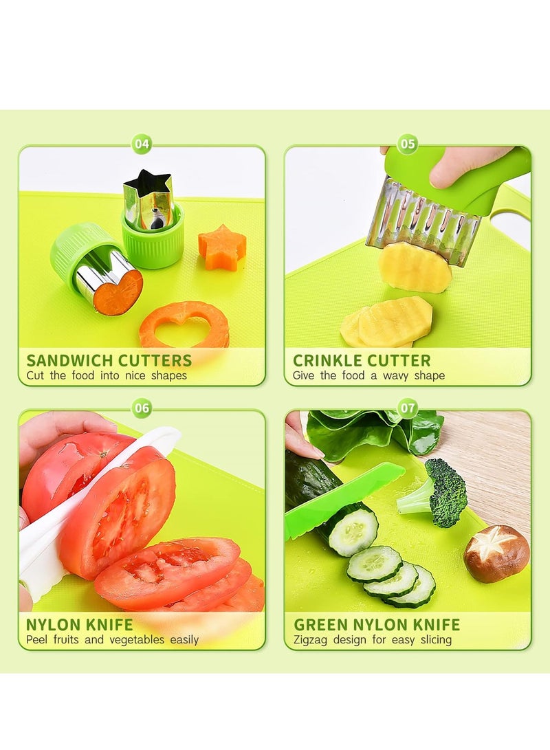 Montessori Kitchen Tools for Toddlers-Kids, 13Pcs Kids Cooking Set Real-Toddler Safe Knives Set with Plastic Toddler Safe Knives Crinkle Cutter Kids Cutting Board for Children Birthday Gift - Image 3