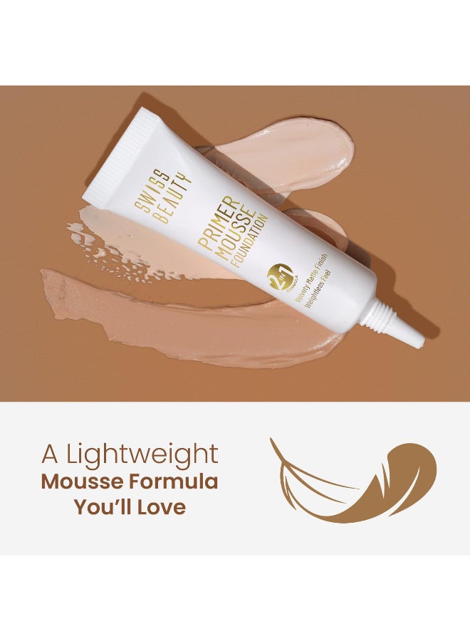 Swiss Beauty Primer Mousse Foundation Weightless Smooth & Velvet Touch, Face Makeup, Natural Beige, 30ml - Image 5