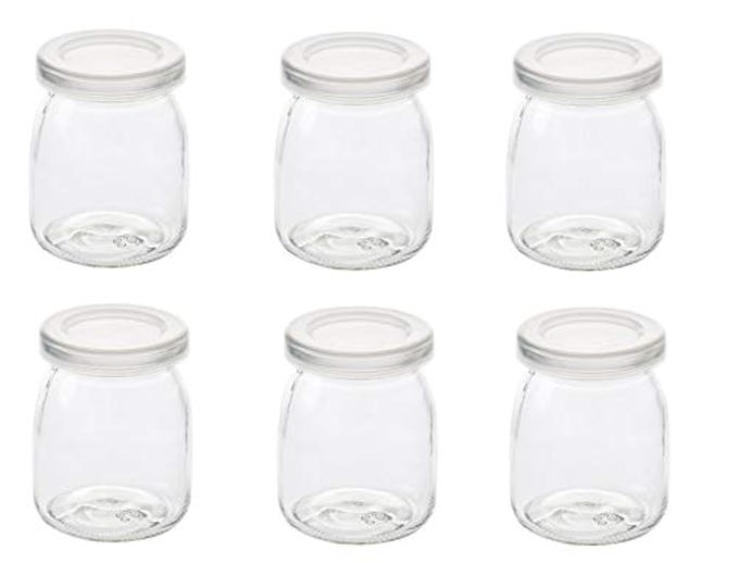 6 PCS YOGURT PUDDING JARS BOTTLES WITH PLASTIC LIDS IDEAL FOR JAM HONEY WEDDING FAVORS SHOWER FAVORS BABY FOODS 7 OZ 200ML