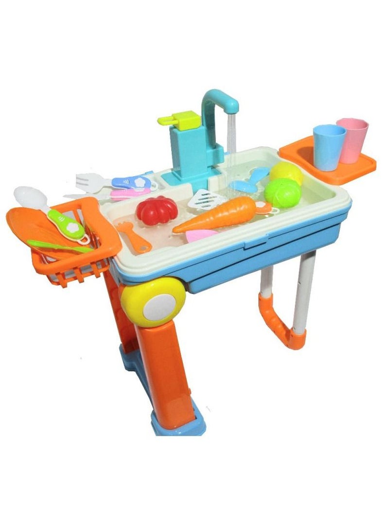 ACLIX Trolley Case Plastic Simulation Kitchen Toy Water Tap Vegetables Wash Basin Toy - Image 3