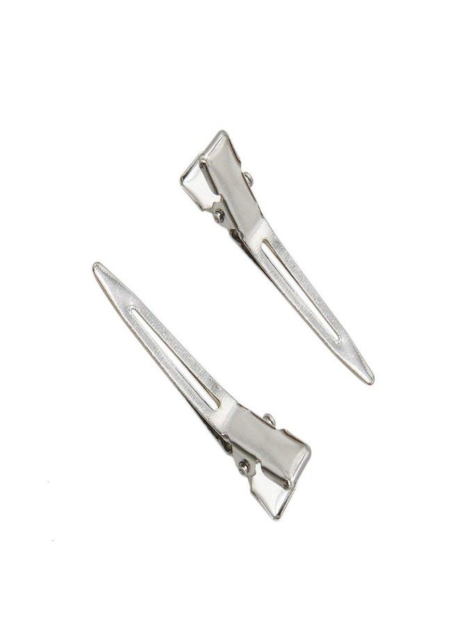 lasenersm 50 PCS Hairdressing Single Prong Pin Curl Clips 1.78 Inch Metal Alligator Hair Clips for Hair Extensions, Hair Salon, Barber, Stylist - Image 1