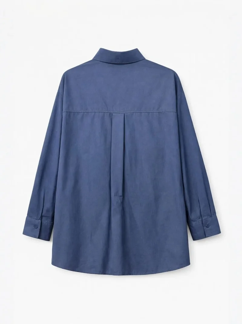 Mixray Navy Blue Mixray Long Sleeve Cotton Shirt for Women | Best Price UAE
