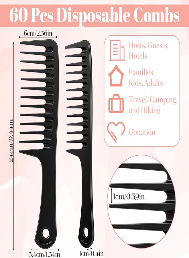 JOUTYFOR 60 Pcs Black Combs in Bulk 9.44 x 2.36 Inches Wide Tooth Combs Disposable Detangling Large Salon Hair Paddle Brush Detangler for Men Women, Black - Image 2