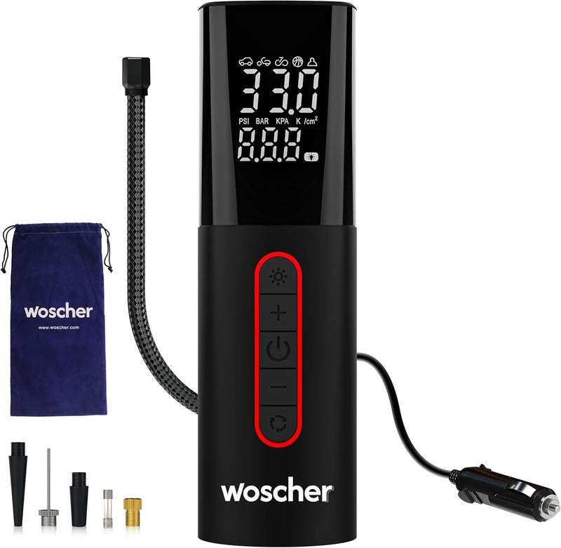 WOSCHER منفاخ الإطارات المحمول السريع من Woscher (12 فولت) مع ضوء LED - Image 1