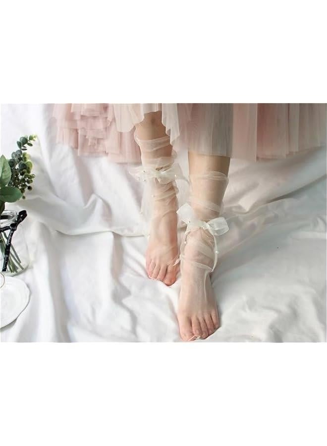 Benefeex Sox Womens Sheer Lace Loose Socks Decorated Mesh Slouch Socks Transparent See Through Clear Tulle Socks Gifts - Image 5