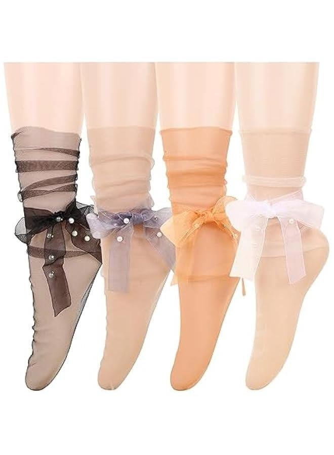 Benefeex Sox Womens Sheer Lace Loose Socks Decorated Mesh Slouch Socks Transparent See Through Clear Tulle Socks Gifts - Image 1