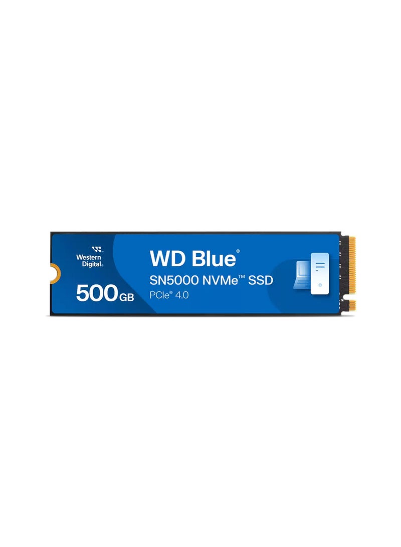 دبليو دي قرص SSD NVMe WD Blue SN5000 سعة 500 جيجابايت، PCIe Gen4 x4 M.2 2280، سرعة قراءة تصل إلى 5000 ميجابايت/ثانية، سرعة كتابة 4000 ميجابايت/ثانية، 770 ألف IOPS، بدون DRAM HMB، قدرة تحمل 300TBW، قرص صلب داخلي للألعاب، إنشاء المحتوى، أجهزة اللابتوب وأجهزة الكمبيوتر المكتبية | WDS500G4B0E - Image 1