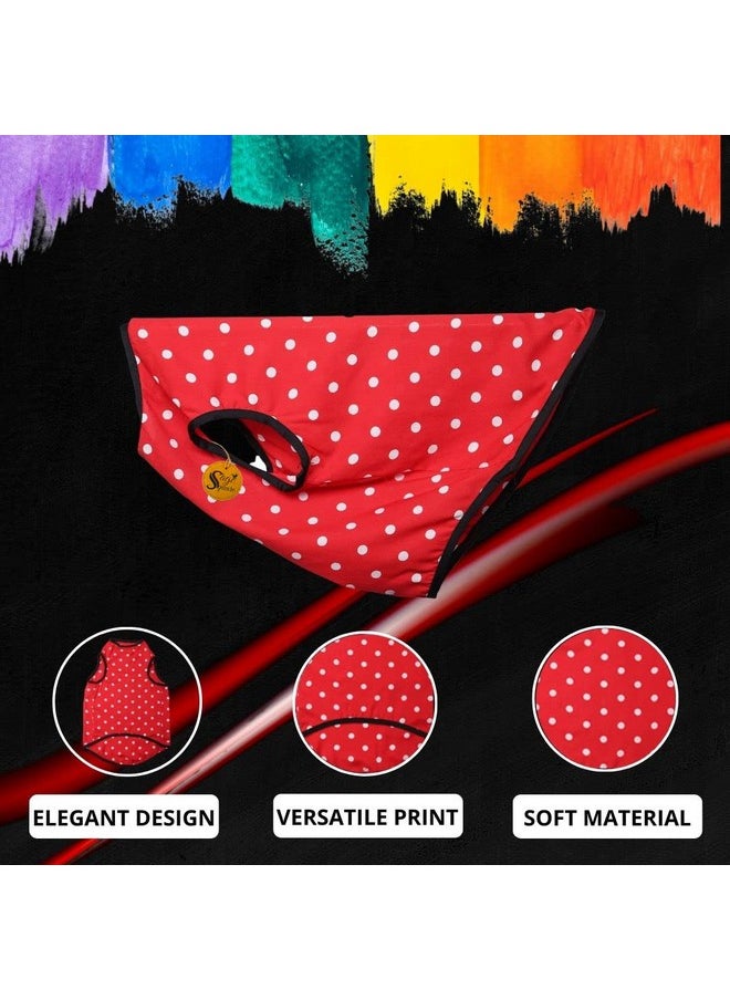 Sage Square Funky Soft Material Dog T-Shirt | Cool/Funky Print Pet | Soft Light Weight | Comfortable & Breathable Dog Clothing | Trendy Vest Outfit (Xlarge - 26 Inch) (Polka Red)  - Image 3