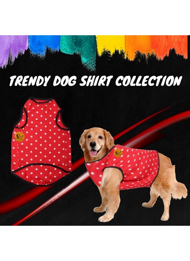 Sage Square Funky Soft Material Dog T-Shirt | Cool/Funky Print Pet | Soft Light Weight | Comfortable & Breathable Dog Clothing | Trendy Vest Outfit (Xlarge - 26 Inch) (Polka Red)  - Image 2