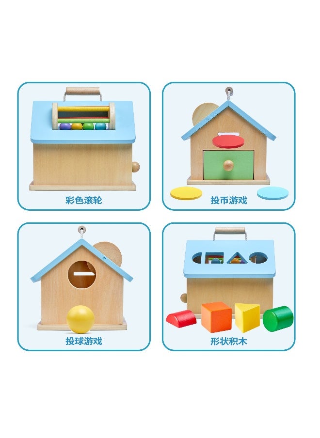Montessori teaching aids suitable for 0-3 years old baby early education busy house wooden shape matching house drawer box educational toys  - Image 2