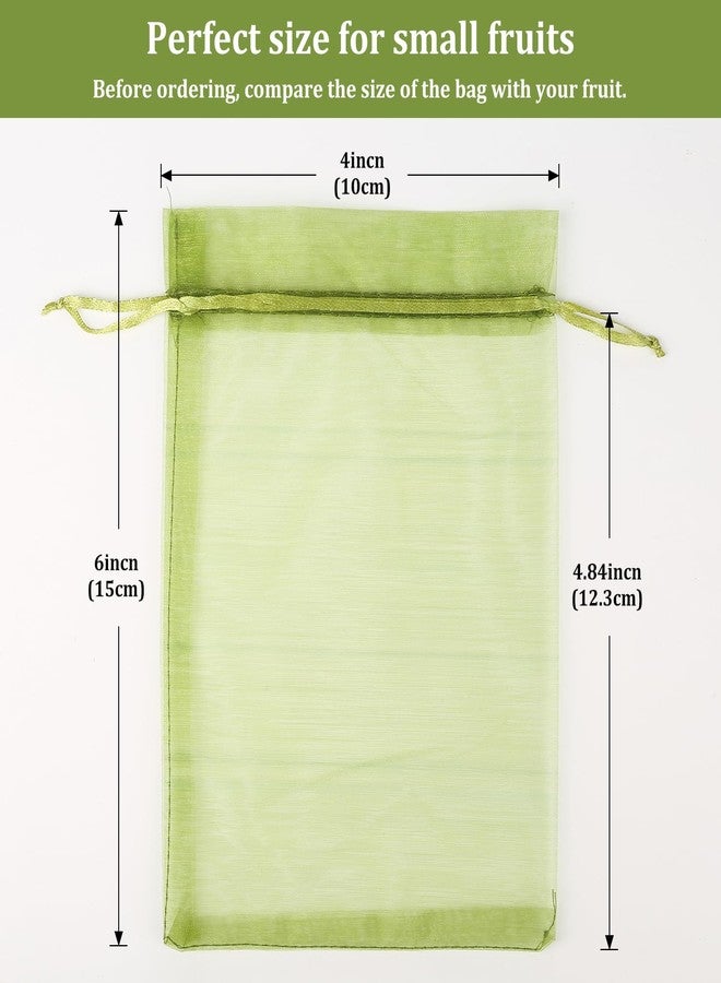 WenTao 100Pcs Fruit Protection Bags, 4×6inch Fruit Netting Bags for Fruit Trees, Green Fruit Netting Cover Drawstring Mesh Bags Pest Barrier for Strawberry Blueberry Small Fruit - Image 2