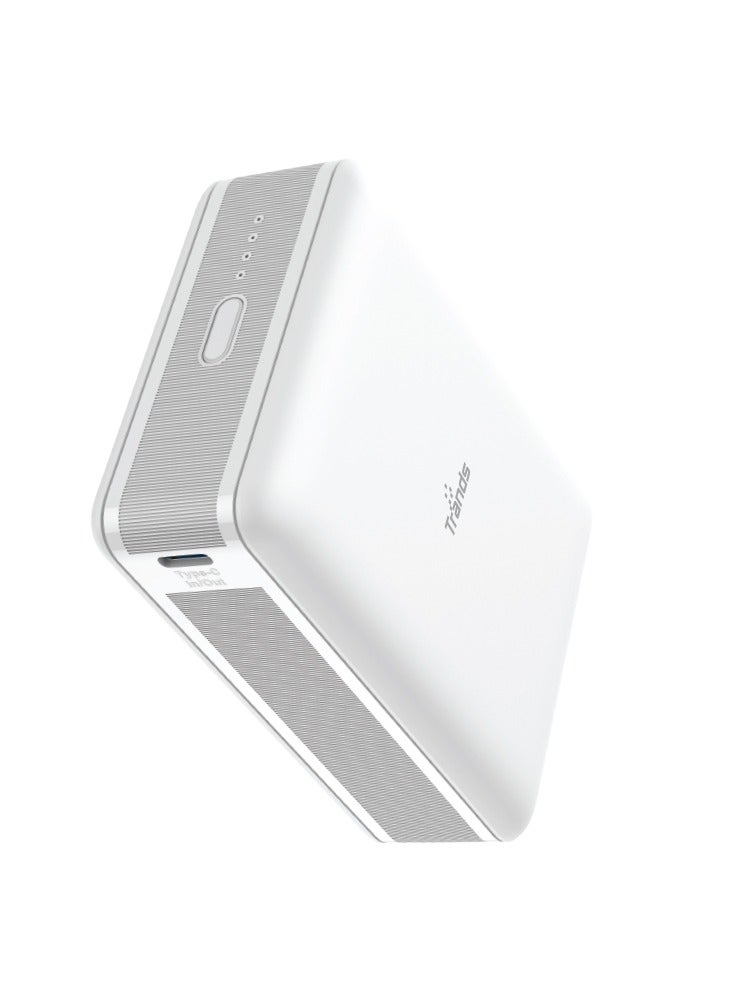 Trands 20000mAh Mini 45W Power Bank Portable Charger with One Type-C and Single USB Port Quick Charge High-Speed Charging Technology White PB1316 - Image 1