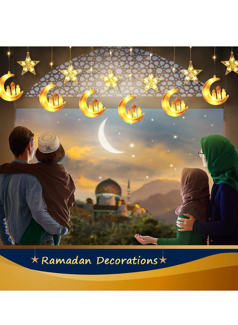 يواوليتي زينة رمضان ، نجمة القمر أضواء رمضان مع حالة البطارية ، أضواء رمضان معلقة للمنزل غرفة نوم داخلي في الهواء الطلق ، أبيض دافئ  - Image 5