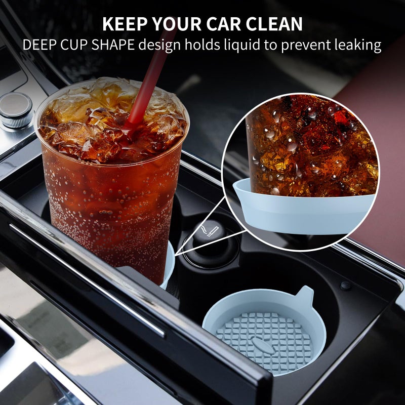 Me.Fan Car Cup Holder Coasters [4 Pack] Silicone Cups Mats  Automotive Universal Non-Slip Recessed Interior Accessories Ether - Image 3