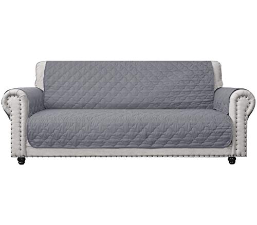 CHHKON Slipcovers for Furniture Sofa Cover with Side Pockets 100% Waterproof Quilted Furniture Protector Sofa Slipcover for Dogs, Pets and Leather Couch (Light Grey, 68'') - Image 1