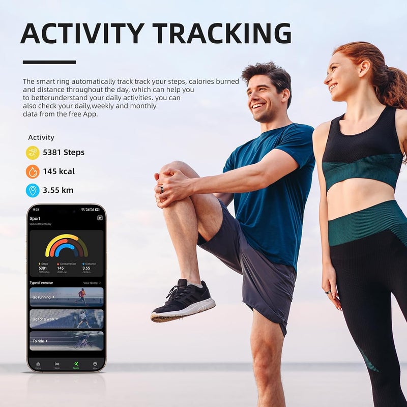 Smart Ring, Fitness Tracker Ring with Charging Case, 10ATM Waterproof, Heart Rate, Blood Oxygen, Sleep Tracker, No App Subscription-Compatible with Android 6.0+ and iOS 11.0 (Silver, #7) - Image 5