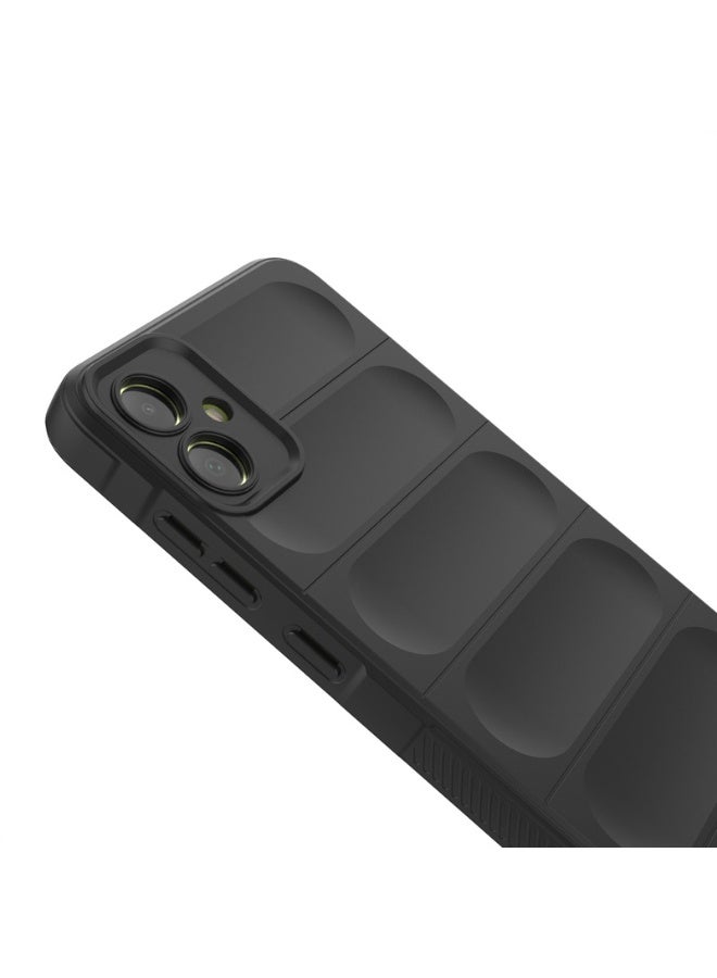 SanHu for Samsung Galaxy A07 Case Cover, Heavy Duty 4D Striped Pattern Sensory Soft Silicone Full Portection Shockproof Phone Case for Samsung Galaxy A07, Black - Image 3