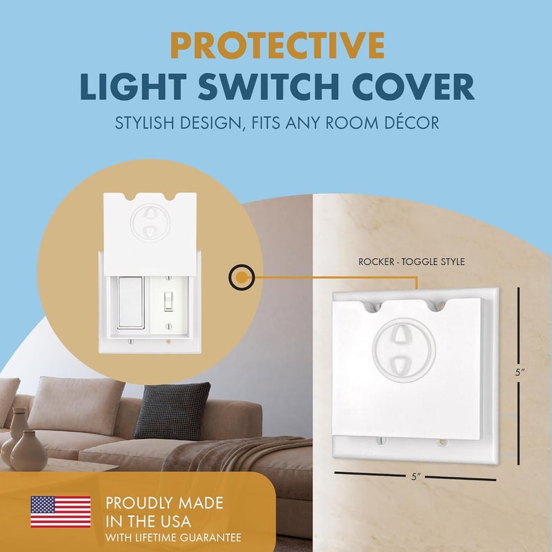 DHT Ventures Store HomeStar Safety Light Switch Guard | Rocker-Toggle Combo Style | Child Proof Light Switch Plate | Tamper-Proof Switch Protection | Switch Lock Cover - Image 2