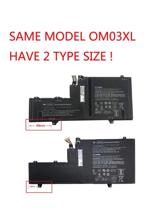 لاب-تك بطارية بديلة لجهاز الكمبيوتر المحمول  OM03XL - 11.55 فولت - 57 واط/ساعة - 3 خلايا - ضمان لمدة 6 أشهر - Image 3