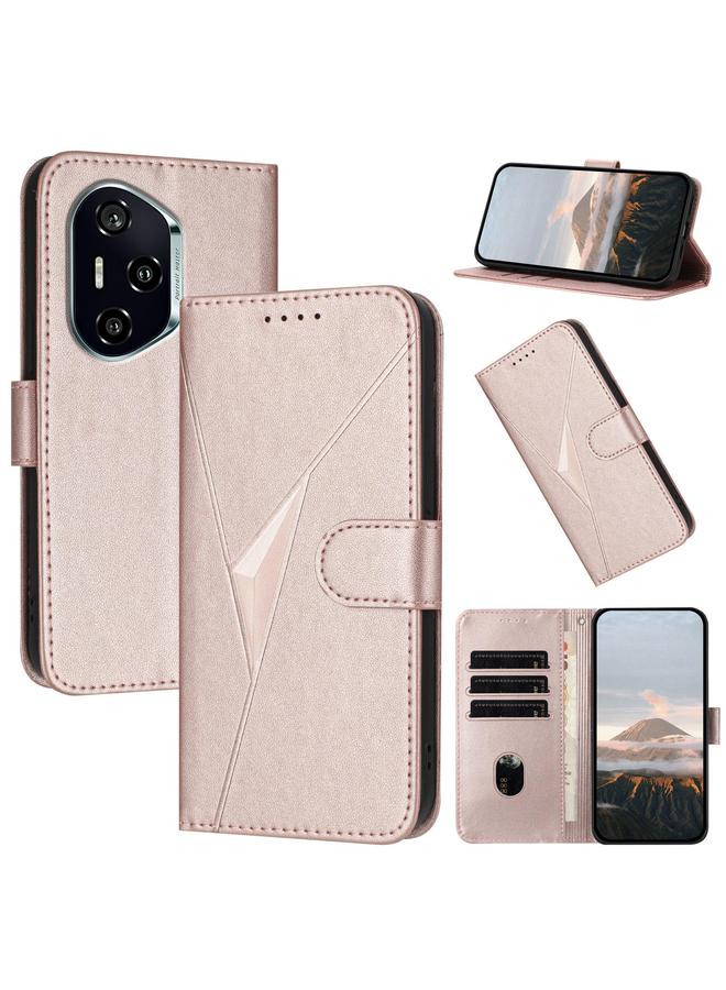 Green Tiger Case For Honor 400 Triangle Pattern Buckle Clasp Leather Phone Case - Image 1