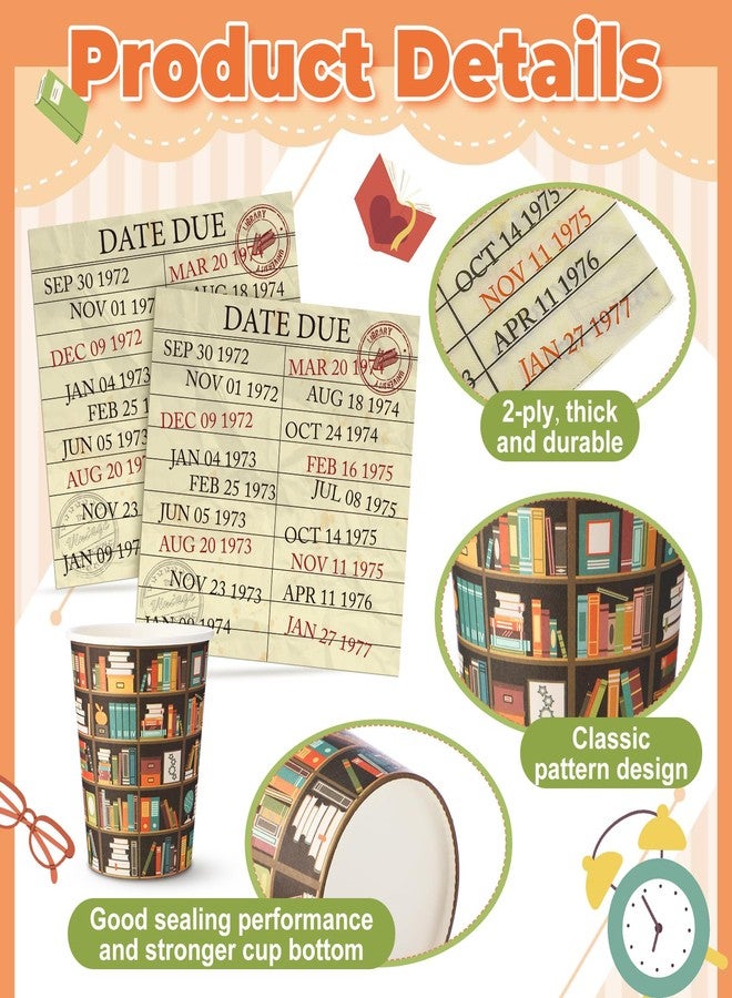 Vercraft 122 Pcs Book Theme Party Decorations Book Club Party Supplies Set(Serves 24) Includes Tableware Banner Paper Plate Cup Napkin Forks Tablecloth Library Reading Lover Table Decorations - Image 5