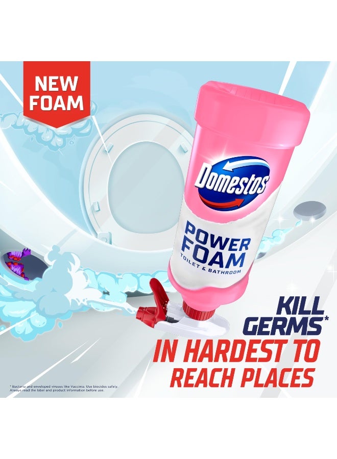 Domestos Power Foam Floral Burst Toilet & Bathroom Cleaner Spray sprays upside down & eliminates 99.99% of germs* for cleaning inside the toilet & around the bathroom 650 ml - Image 4