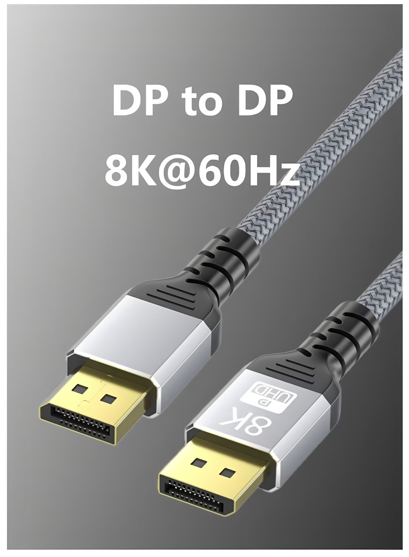 8K DisplayPort Cable 1.4, DP Cable 2M, (8K@60Hz, 4K@144Hz, 2K@240Hz, 32.4Gbps), Display Port to Display Port Cable (DP to DP Cable) Compatible for Laptop PC TV Gaming Monitor