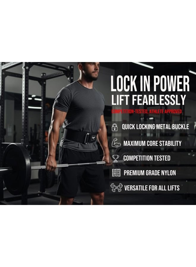 IBRO Quick Locking Premium Weight Lifting Belt - Unrivaled Back Support for Powerlifting, Cross Training, Olympic Lifting & Bodybuilding - 4 Inch Nylon Gym Belt for Men and Women with Metal Buckle for - Image 4